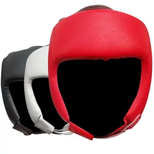 Shemax 2024高品质定制武术拳击安全专业训练可调皮革拳击头盔护头