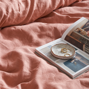 Juego de funda de edredón de lino francés en rosa | Funda de edredón lavada suave con fundas de almohada | Ropa de cama transpirable para hogar y Hotel - Product Image 6