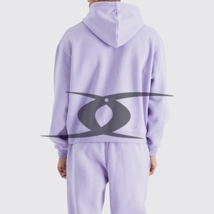 ชุดเซ็ตเสื้อฮู้ดและกางเกงวอร์มทรงบานผ้าฝ้ายเฟรนช์เทอร์รี่สำหรับผู้ชาย ไซส์พลัส สไตล์สตรีทแวร์ ล้างสีแบบแอซิดวอช เหมาะสำหรับฤดูหนาว - Product Image 4