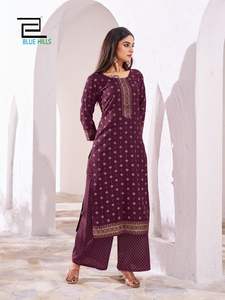 Indian & Pakistani Designer Ethnic <b>Kurti</b> Plazo Collection Women's Rayon <b>Kurti</b> with Plazo Low Price Market Wholesale Price India - Product Image 4