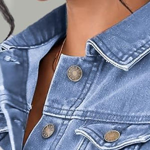 Chaquetas vaqueras cortas transpirables informales a la moda con logotipo personalizado a la venta, chaqueta vaquera transpirable económica para mujer - Product Image 5