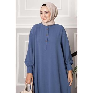 Hijab largo medio abotonado Traje de 2 piezas Indigo - Product Image 1