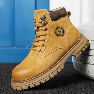 Botas Amarillas para Hombre, Otoño-Invierno 2026, Nuevas, de Piel de Cerdo de Primera Capa, Botas Cortas Casuales Estilo Martin, Botas Cálidas para Motocicleta - Product Image 2