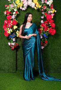 Dernier sari en georgette uni prêt à porter de la marque Fab Zone - Product Image 4