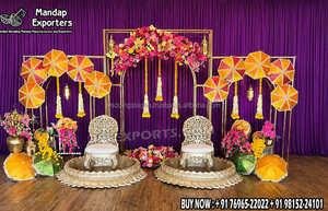 Escenario para la Ceremonia Vatna de Bodas Punjabi, Decoración Moderna para la Ceremonia Haldi, Decoración para Bodas Hindúes en el Reino Unido, Decoración para Eventos Haldi - Product Image 4