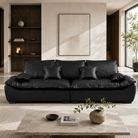 Canapé modulaire moderne en cuir véritable écologique avec sièges profonds et garnissage en éponge pour appartement, salon, hôtel