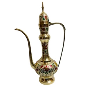 Aftaba en laiton de haute qualité avec gravure multicolore et finition polie pour l'eau potable, ustensiles de cuisine en laiton vintage - Product Image 2