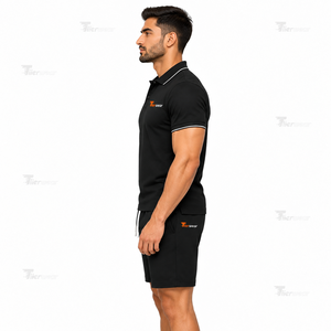 Conjunto de Camiseta Polo y Pantalones Cortos para Hombre, 200 GSM, Algodón y Poliéster, Estilo Deportivo Casual de Verano, Ligero, Transpirable, Ropa Urbana Personalizable - Product Image 2