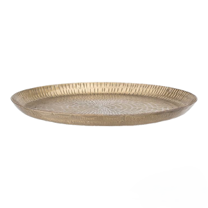 Plateau de service rond martelé en aluminium avec plaqué or pour la décoration de restaurant de mariage de salon avec logo personnalisé - Product Image 1