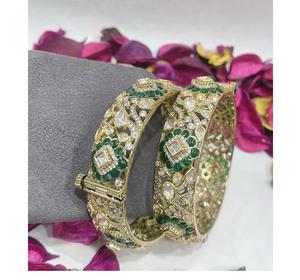 Gorgeaus Fancy Stylish Trendy AD Stone Look <b>Gold</b> Plated Party Wear <b>Bangles</b> Two Pair Of <b>Bangle</b> <b>Set</b> for Women Wedding Wear - Product Image 2