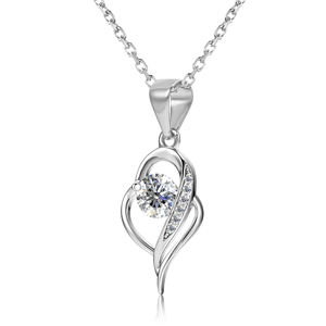 Joyería de diamante de moissanita blanca perfecta, de plata 925 colgante collar con de corazón abierto, regalo para el Día de San Valentín, joyería de destino - Product Image 2