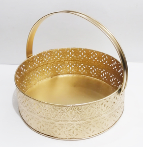 Panier de rangement pour corbeille à fruits fantaisie grillagée en or Caractéristique multicolore Matériau écologique Origine Type Taille Corbeille à fruits de luxe conviviale - Product Image 4