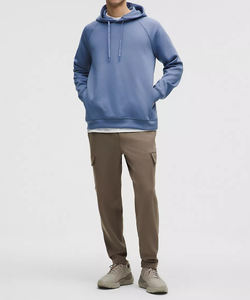 Pull à capuche 100% coton pour hommes Logo personnalisé Streetwear Sweat-shirt surdimensionné col uni imprimé lettres hiver teint en tissu - Product Image 5