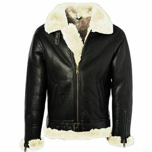 แจ็กเก็ตหนังแกะแท้ขนแกะขนแกะแกะแกะแกะแกะแบบถอดออกได้คอหนังแท้สไตล์ผู้ชาย - Product Image 1