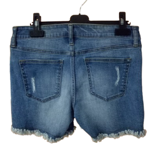 Women's Sexy Club Style Distressed Denim <b>Shorts</b> Flare Hem Side <b>Zip</b> Five <b>Pocket</b> Regular Fit Washed Technique - Product Image 2