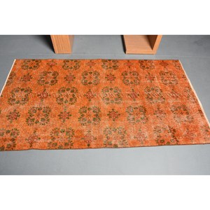 พรมขนสัตว์สีเขียวส้มวินเทจแบบตุรกีขนาด3.6x6.6ฟุตสไตล์คลาสสิกงานเย็บปะทรงสี่เหลี่ยมผืนผ้าสำหรับห้องนอนทำจากน้ำยาง - Product Image 3