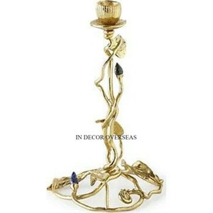 Bougeoir de pièce maîtresse de table de créateur floral plaqué or de haute qualité le plus vendu du fournisseur indien à un prix impressionnant - Product Image 1