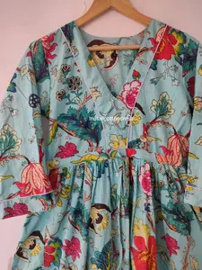 Nouvelle Collection Robe de Style Doux pour Femmes Bloc de Main Imprimé pour Mariage et Fête Porter Taille Naturelle - Product Image 3