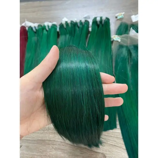 Hot Remy Virgin Hair Straight/ Bone Straight 100% Vietnamese Human Hair Green Colors Hair Extensions and Weave