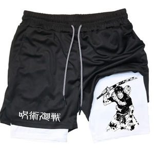 <b>Anime</b> Performance <b>Shorts</b> Printed Men GYM Casual Sports <b>Shorts</b> Workout Running Mesh 2 in 1 Sport <b>Short</b> Pants - Product Image 3