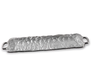 Plateau de service à café en métal aluminium de forme rectangulaire Plateau de bougie de service en métal indien classique Taille personnalisée avec poignées - Product Image 1