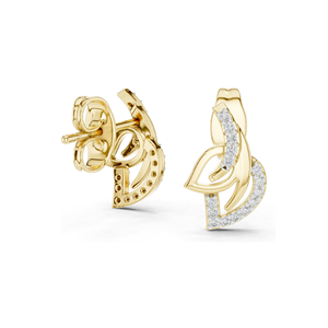 Boucles d'oreilles en forme de feuille avec diamants de laboratoire 0,12 CT pour femmes, clarté VVS-VS EF, or 18 carats, 14 carats, 10 carats et argent 925, or rose, or jaune, or blanc - Product Image 5
