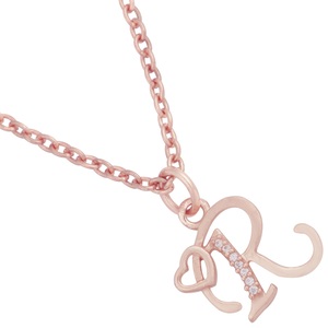 925 plata esterlina 'R' inicial colgante encanto chapado en oro blanco CZ collar de mujer - Product Image 3