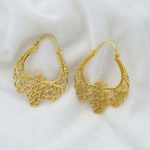 Nuevos Aros de Latón Estilo Gitano, Joyería Tribal al por Mayor, Regalo para Mujer, Chapado en Oro de 18k, Filigrana, Mandala, Aros Étnicos - Product Image 4