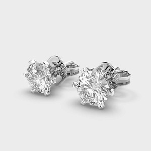 IGI Certified Lab Grown Round Brilliant Cut Diamond Stud <b>Earrings</b> <b>Solid</b> 925 Sterling <b>Silver</b> Solitaire Diamond Stud <b>Earrings</b> - Product Image 2