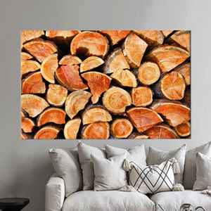 Wood <b>Ring</b> Printed Canvas Artwork, Modern Home Decor, Brown Gift,1P:Gallery Wrapped - Product Image 1