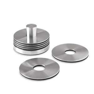 Ensemble de sous-verres en acier inoxydable, sous-verres en métal argenté, ensemble de sous-verres faits à la main de 6 pièces avec support - Product Image 4