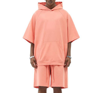 Trendy Custom Two Piece Sweatsuit <b>Short</b> <b>Set</b> Summer Screen printed Tracksuit embroidery <b>Hoodie</b> <b>and</b> <b>Shorts</b> <b>Sets</b> for <b>Men</b> - Product Image 1