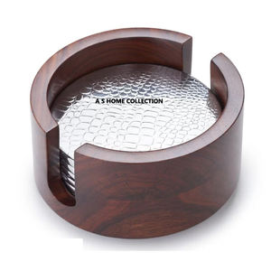 Juego de posavasos decorativos de forma redonda con diseño de textura de color dorado de metal para té y café - Product Image 4