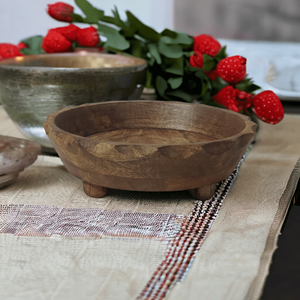 Modern Style Round Mango Wood Bowl with Legs Natural Small Medium <b>Large</b> for Kitchen Accessories Serving Candle Making <b>Lantern</b> - Product Image 3