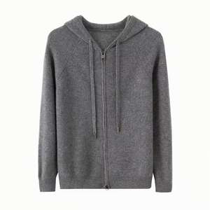 Sudadera con Capucha de Punto de Color Sólido con Doble Cremallera y Logotipo Personalizado para Hombre, Sudadera con Capucha de Lana y Mohair para Hombre, Cálida para Invierno - Product Image 3