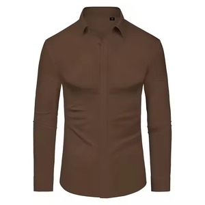 เสื้อเชิ้ตติดกระดุมสำหรับผู้ชายซักได้ง่ายเสื้อลำลองระบายอากาศได้ดีป้องกันรอยยับสบายเสื้อมีกระดุมดีไซน์ใหม่ - Product Image 2