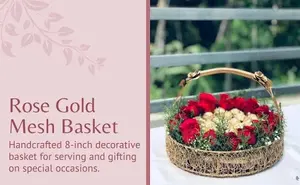 Modern Design Metal Meshwire <b>Hamper</b> Shagun Basket Tray Platter for Packing & Serving Fruits <b>Sweets</b> Gifts for Export Selling - Product Image 6