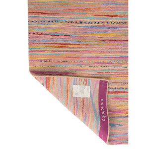 Tapis en laine et soie de bambou à motifs rayés Manchaha - Les-1021 - Noué à la main - Rose et violet - Pour usage domestique - Product Image 5