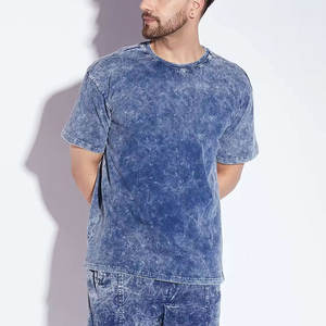 Camiseta de Punto Personalizada de Nuevo Diseño, 100% Algodón, 2025, Lisa, Informal, para Hombre, Corte Regular, Lavado Ácido, Estilo Urbano - Product Image 1