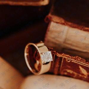 1,00 CTW Asscher Cut Solitaire Moissanite Ring para mujer CVD Ring Band perfecto aniversario o regalo de cumpleaños - Product Image 3