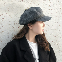 Mode laine femmes béret automne hiver casquette octogonale chapeaux élégant artiste peintre gavroche casquettes béret chapeaux