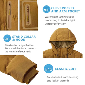 Veste matelassée d'hiver personnalisable pour hommes Manteau de randonnée décontracté à col montant Nouvelle mode Service OEM Tissu en toile Style formel - Product Image 3