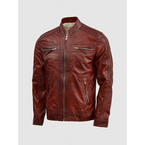 2025 OEM superventas chaqueta de cuero genuino marrón para hombres de talla grande a prueba de viento precio al por mayor bajo Moq chaquetas de cuero de moda - Product Image 6