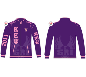 Veste de course grecque brodée pour femmes de la sororité Kapa Epsilon Psi |   Vestes de course en twill de coton brodées pour femmes KEY Sorority - Product Image 1