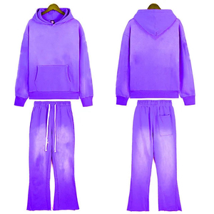Nouveau meilleur hommes ensembles de survêtement strass personnalisation Logo côté lavage pull à capuche survêtement pour unisexe Flayer Pent - Product Image 6