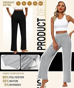 Pantalon droit décontracté léger à taille élastique pour femme avec couleurs personnalisées - Product Image 5
