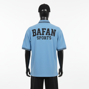 Polo de Alta Calidad para Hombre, Transpirable, de Algodón Piqué, Azul Claro, Cuello de Punto Acanalado, Logotipo Personalizado, Camiseta Polo para Hombre - Product Image 2