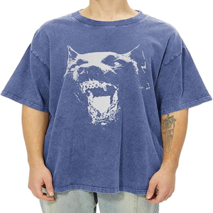 Haute qualité 100% coton respirant séchage rapide coupe décontractée hommes T-Shirts lavage à l'acide décontracté à manches courtes lettre personnalisable - Product Image 3