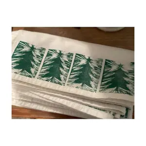 Serviette à vaisselle écologique en fibre anti-graisse à haute efficacité, imprimée de sapins mignons, style gaufré, brodée, pour la maison et la cuisine - Product Image 1