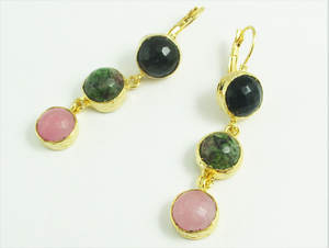 Pendientes de piedras preciosas de árbol moderno dorado de nueva moda joyería geométrica hecha a mano - Product Image 5